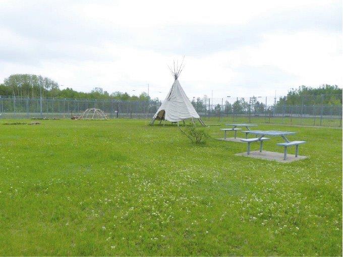 A photo of the Sacred Grounds for Indigenous offenders in a federal penitentiary.
