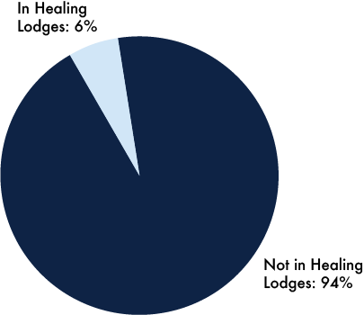 A pie graph depicting… In Healing Lodges = 6%, Not in Healing Lodges = 94%.