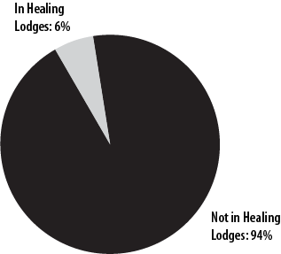 A pie graph depicting… In Healing Lodges = 6%; Not in Healing Lodges = 94%.