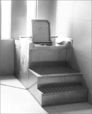 Photo d’une toilette dans une « cellule nue ».